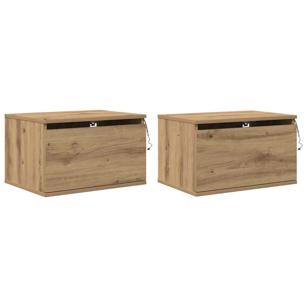 Wandmontierter Nachtschrank with 2 pcs Eiche handwerklich
