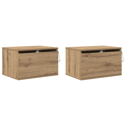 Wandmontiertes Nachttischchen 2 Stk. Artisan-Eiche