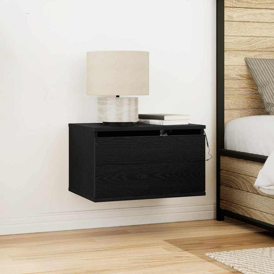 Wandmontierter Nachtschrank Schwarze Eiche 50 x 36 x 30 cm