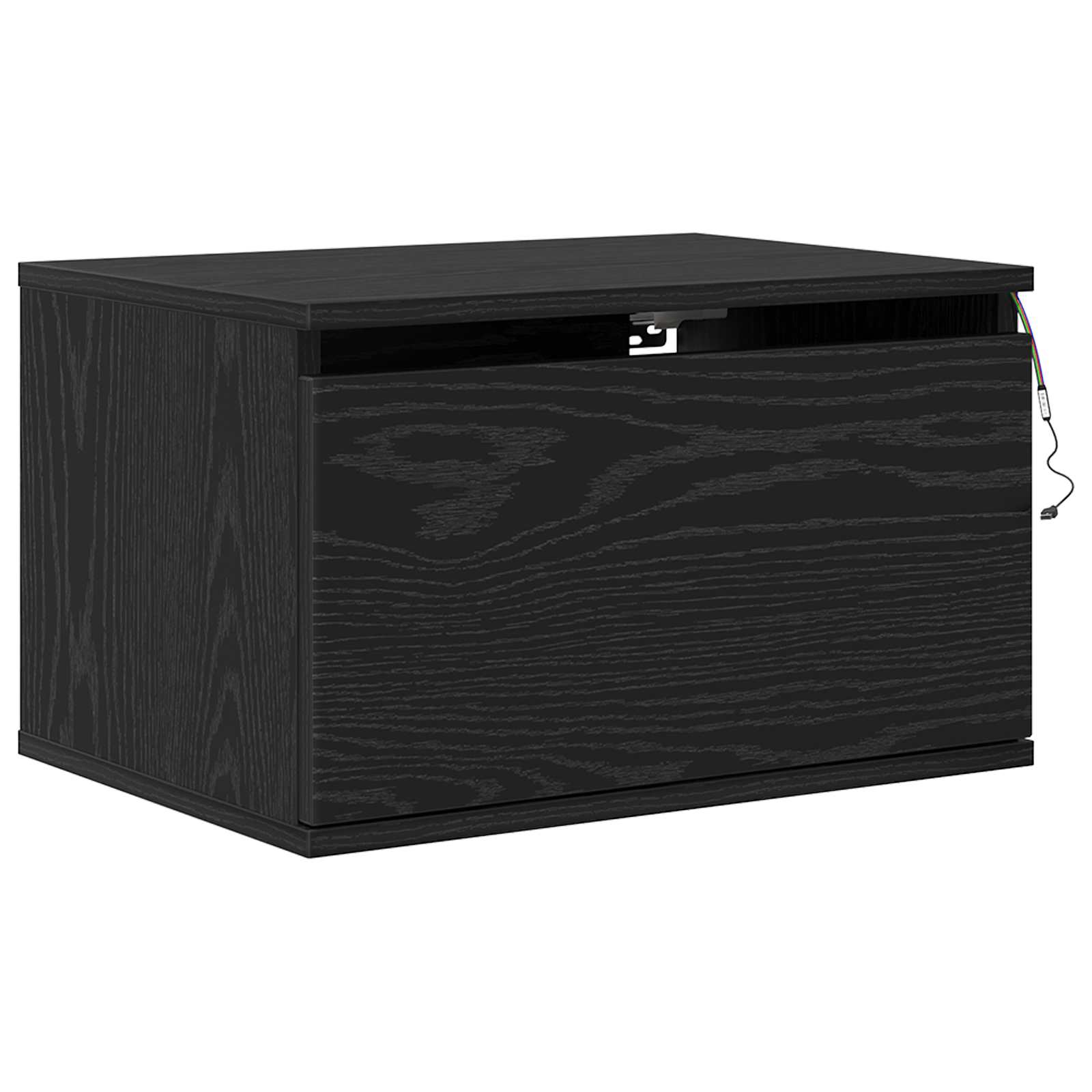 Wandmontiertes Nachttischchen 2 Stk. Schwarz Eichen-Optik