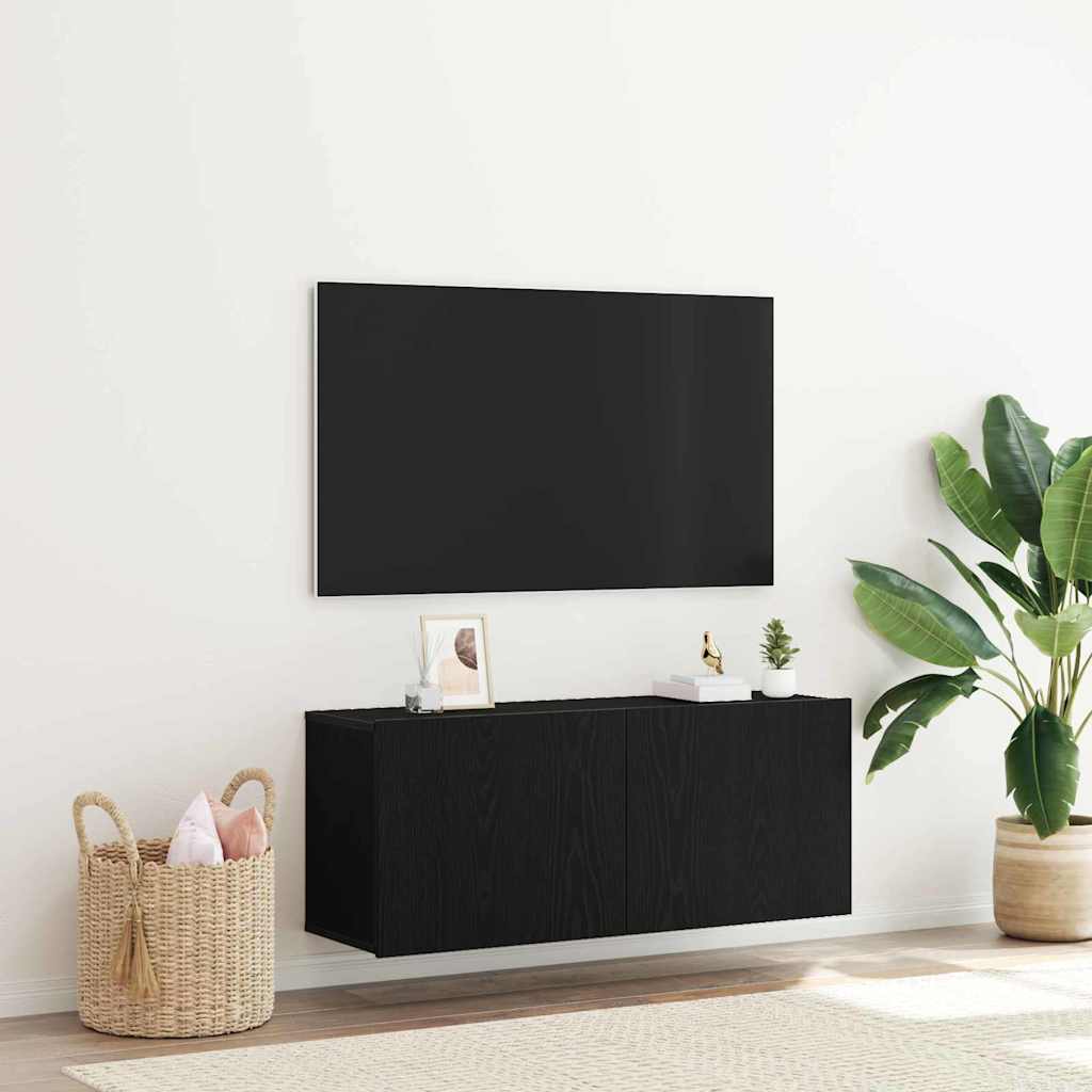 TV-Schrankset 100 x 30 x 41 cm Schwarz Eichen-Optik