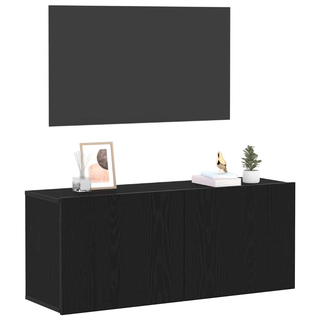 TV-Schrankset 100 x 30 x 41 cm Schwarz Eichen-Optik