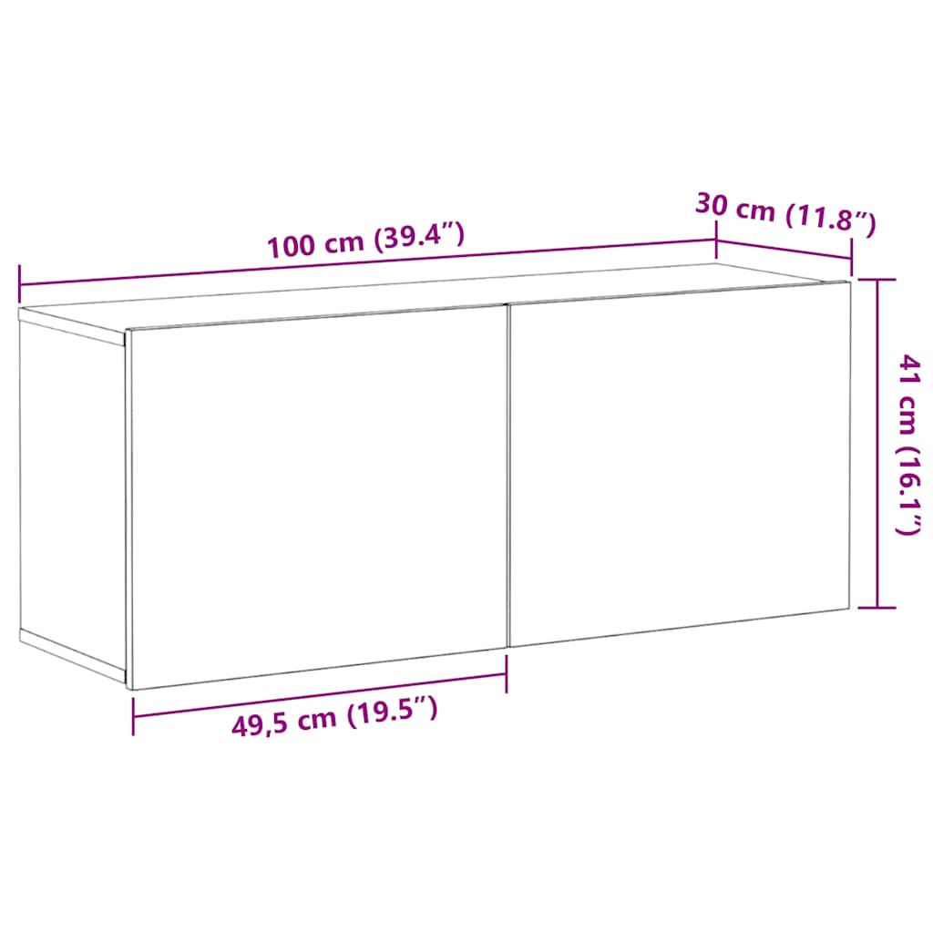 TV-Schrankset 100 x 30 x 41 cm Schwarz Eichen-Optik