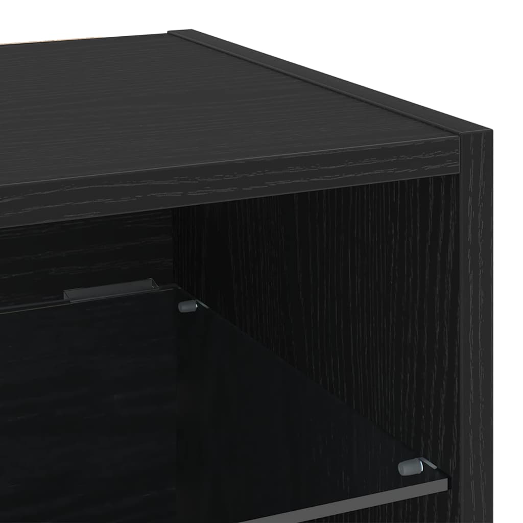 LED Wand Nachttischschrank 2 stk. Schwarz 30 x 28,5 x 30 cm