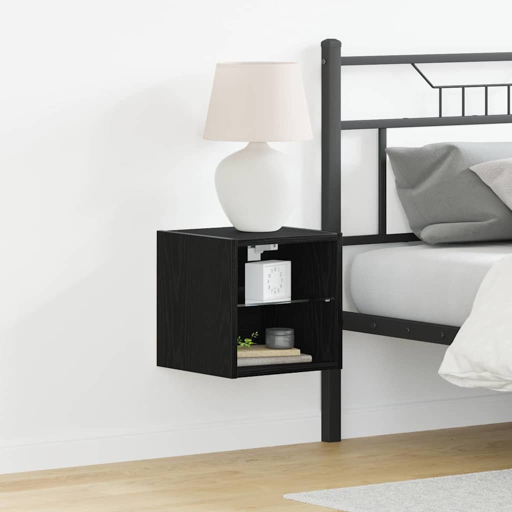 LED Wand Nachttischschrank 2 stk. Schwarz 30 x 28,5 x 30 cm