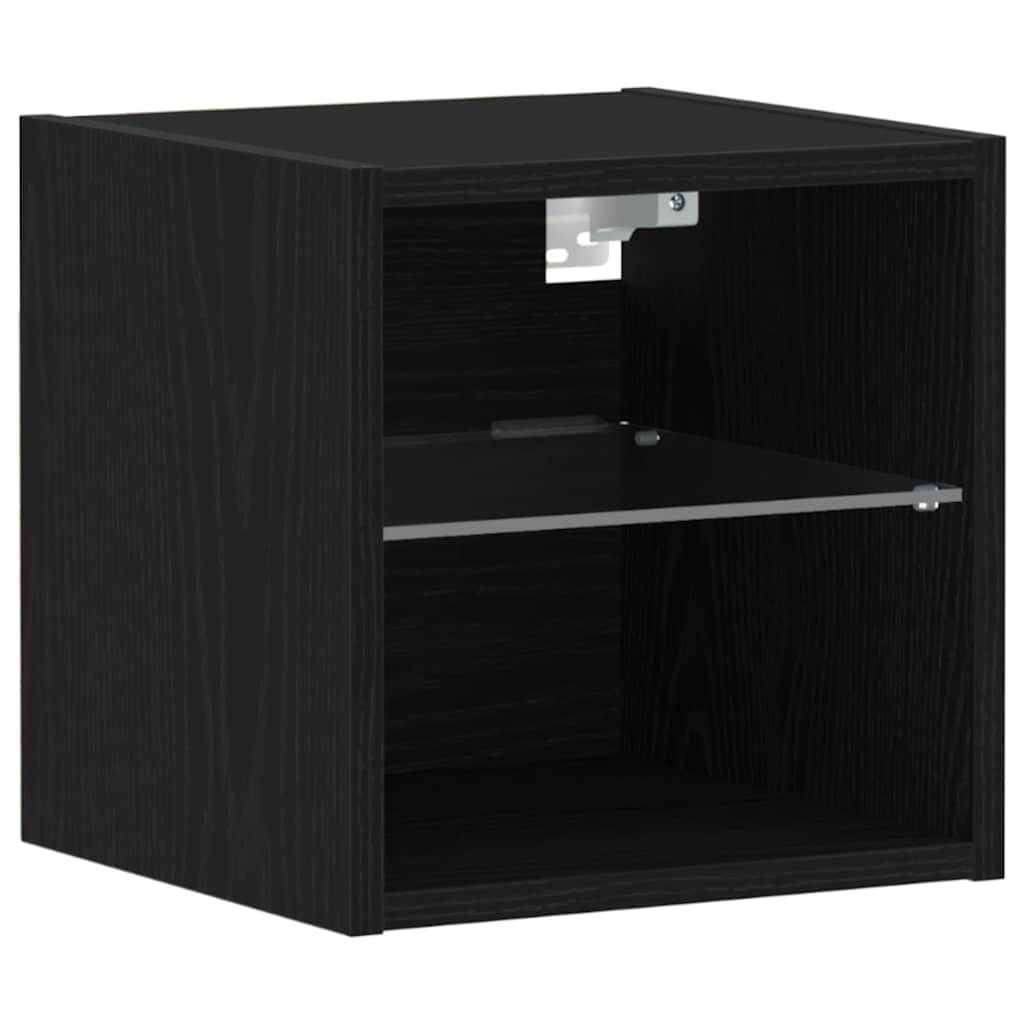 LED Wand Nachttischschrank 2 stk. Schwarz 30 x 28,5 x 30 cm