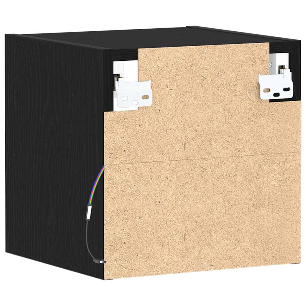 LED Wand Nachttischschrank 2 stk. Schwarz 30 x 28,5 x 30 cm