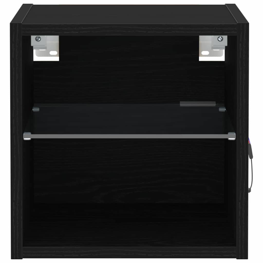 LED Wand Nachttischschrank 2 stk. Schwarz 30 x 28,5 x 30 cm