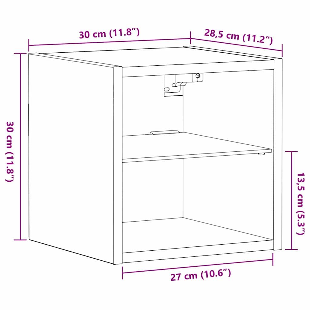LED Wand Nachttischschrank 2 stk. Schwarz 30 x 28,5 x 30 cm
