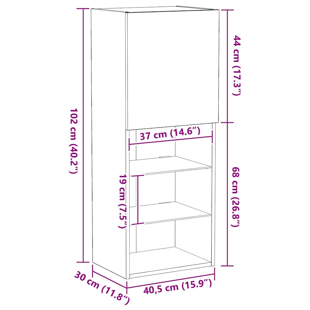 TV-Schrankset 40,5 x 30 x 102 cm Schwarz Eichen-Optik