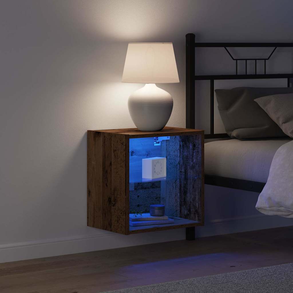 Schwimmendes Regal mit LED-Licht 2 Stk. Braun 40 x 28,5 x 40 cm
