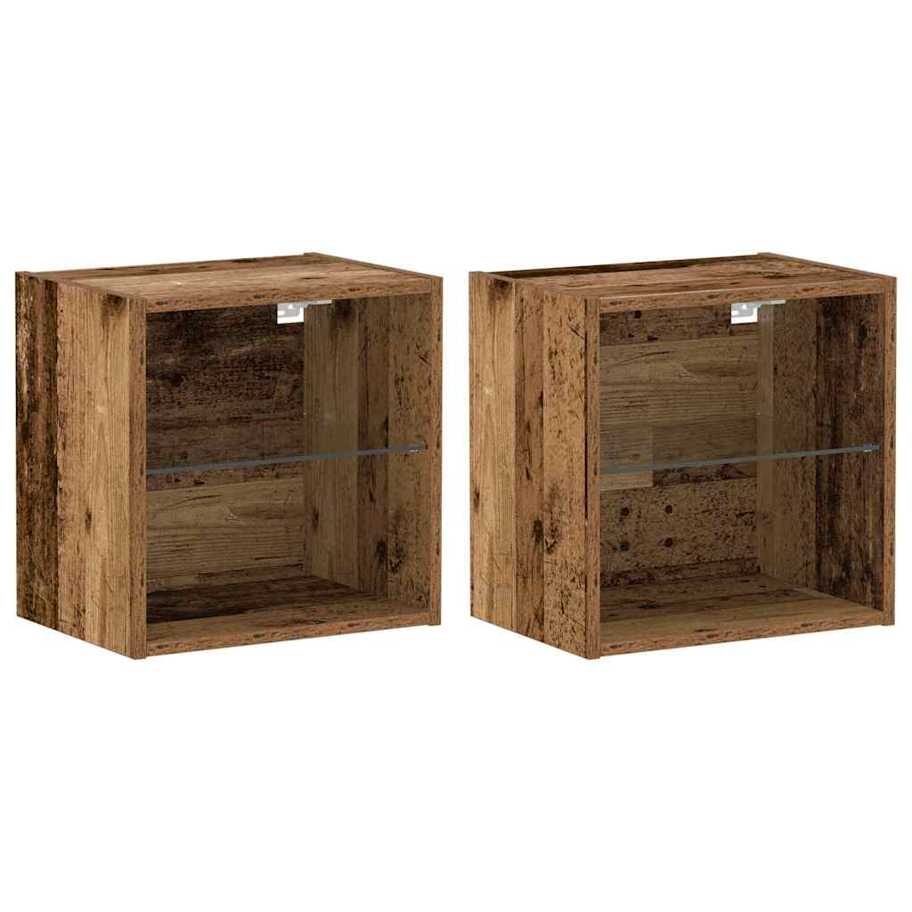 Schwimmendes Regal mit LED-Licht 2 Stk. Braun 40 x 28,5 x 40 cm