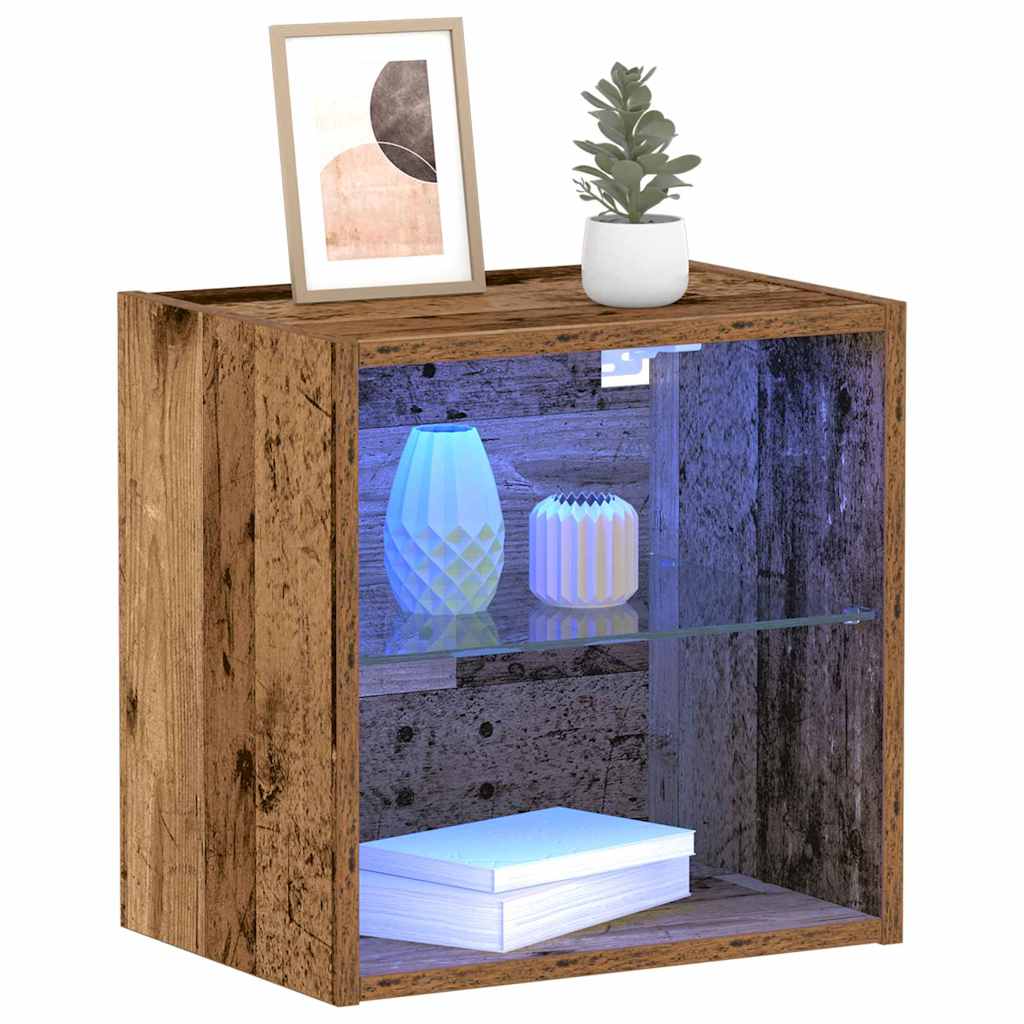 Schwimmendes Regal mit LED-Licht 2 Stk. Braun 40 x 28,5 x 40 cm