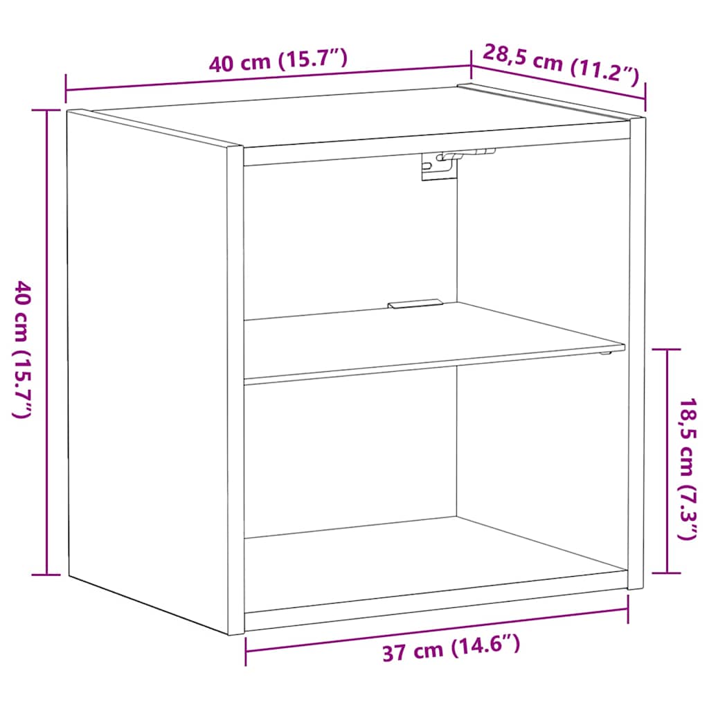 Schwimmendes Regal mit LED-Licht 2 Stk. Braun 40 x 28,5 x 40 cm