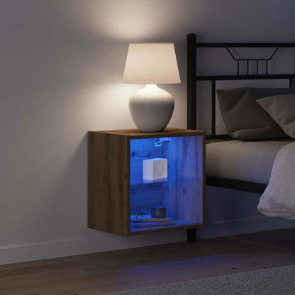 Schwimmendes Regal mit LED-Licht 2 Stk. Braun 40 x 28,5 x 40 cm