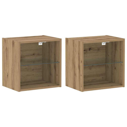Schwimmendes Regal mit LED-Licht 2 Stk. Braun 40 x 28,5 x 40 cm