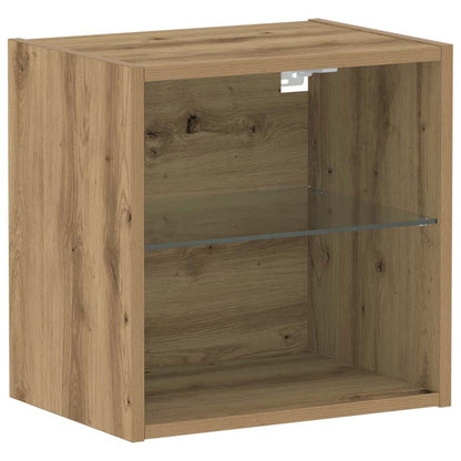 Schwimmendes Regal mit LED-Licht 2 Stk. Braun 40 x 28,5 x 40 cm