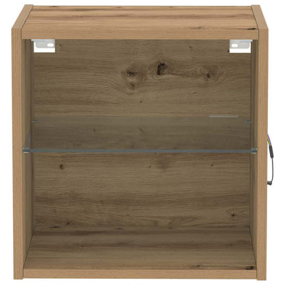 Schwimmendes Regal mit LED-Licht 2 Stk. Braun 40 x 28,5 x 40 cm