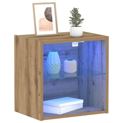Schwimmendes Regal mit LED-Licht 2 Stk. Braun 40 x 28,5 x 40 cm