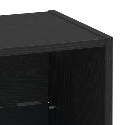 Schwimmendes Regal mit LED-Licht 2 Stk. Schwarz Holzwerkstoff