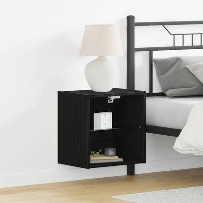 Schwimmendes Regal mit LED-Licht 2 Stk. Schwarz Holzwerkstoff