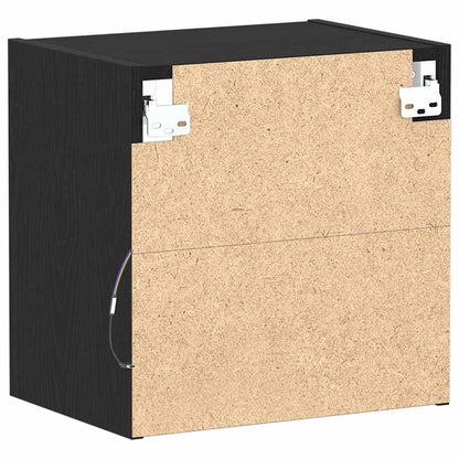 Schwimmendes Regal mit LED-Licht 2 Stk. Schwarz Holzwerkstoff