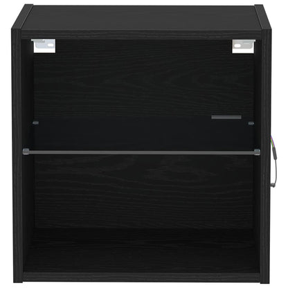 Schwimmendes Regal mit LED-Licht 2 Stk. Schwarz Holzwerkstoff
