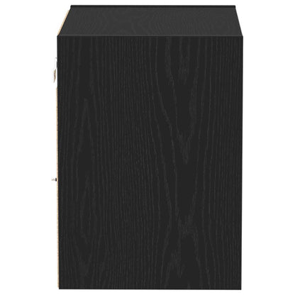 Schwimmendes Regal mit LED-Licht 2 Stk. Schwarz Holzwerkstoff