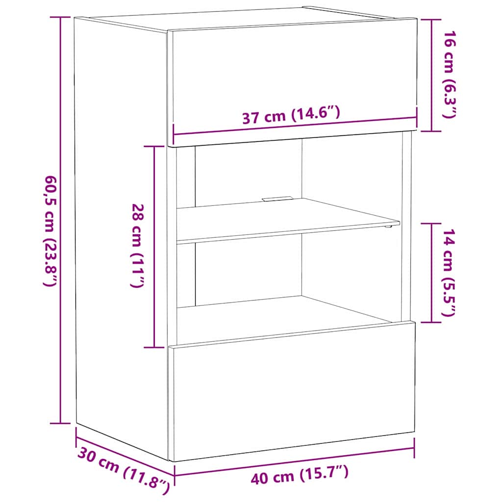 TV-Schrankset 40 x 30 x 60,5 cm Schwarz Holzwerkstoff