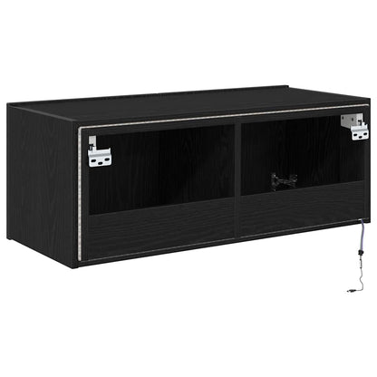 TV-Wandschrank 80 x 35 x 31 cm Schwarz Eichen-Optik