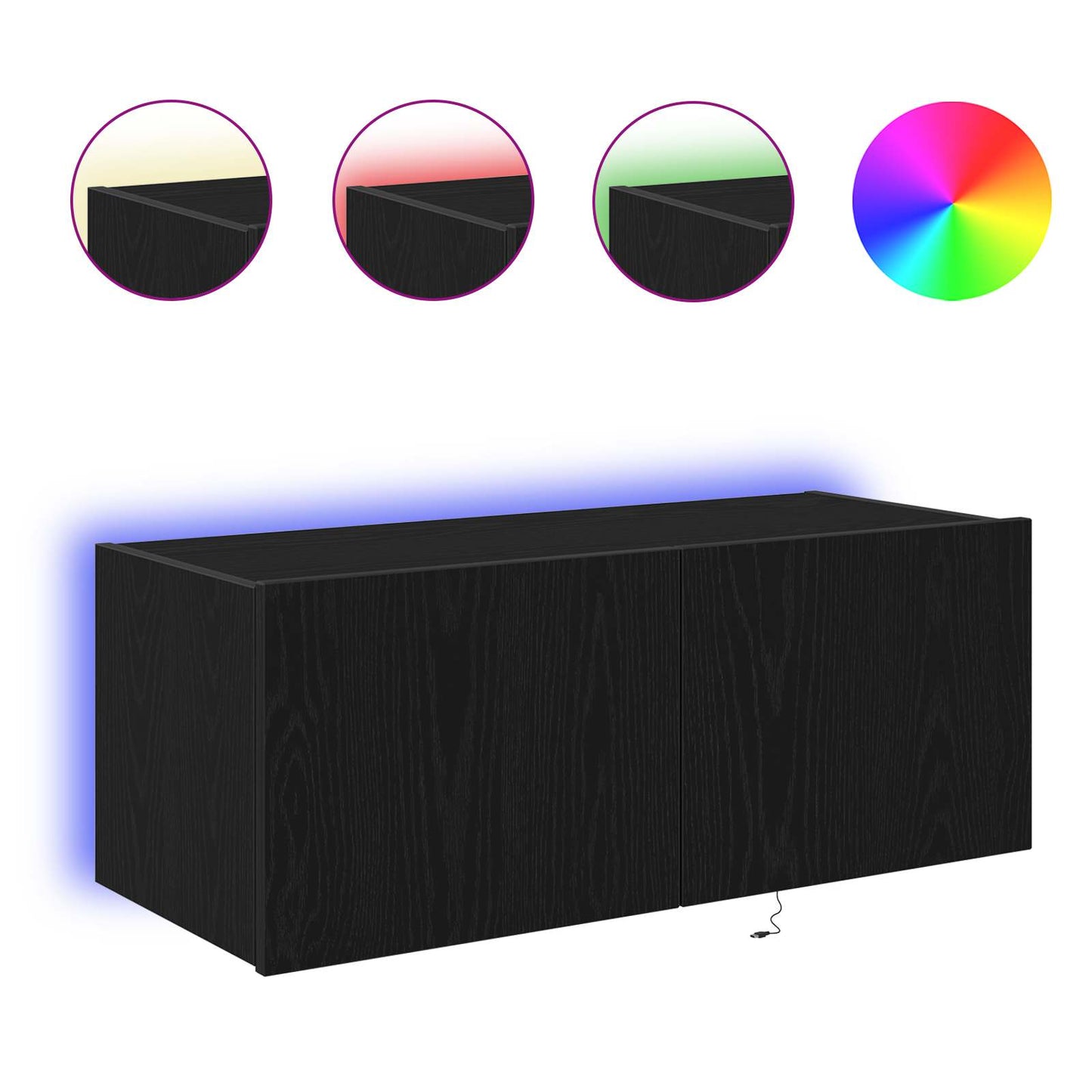 TV-Wandschrank 80 x 35 x 31 cm Schwarz Eichen-Optik