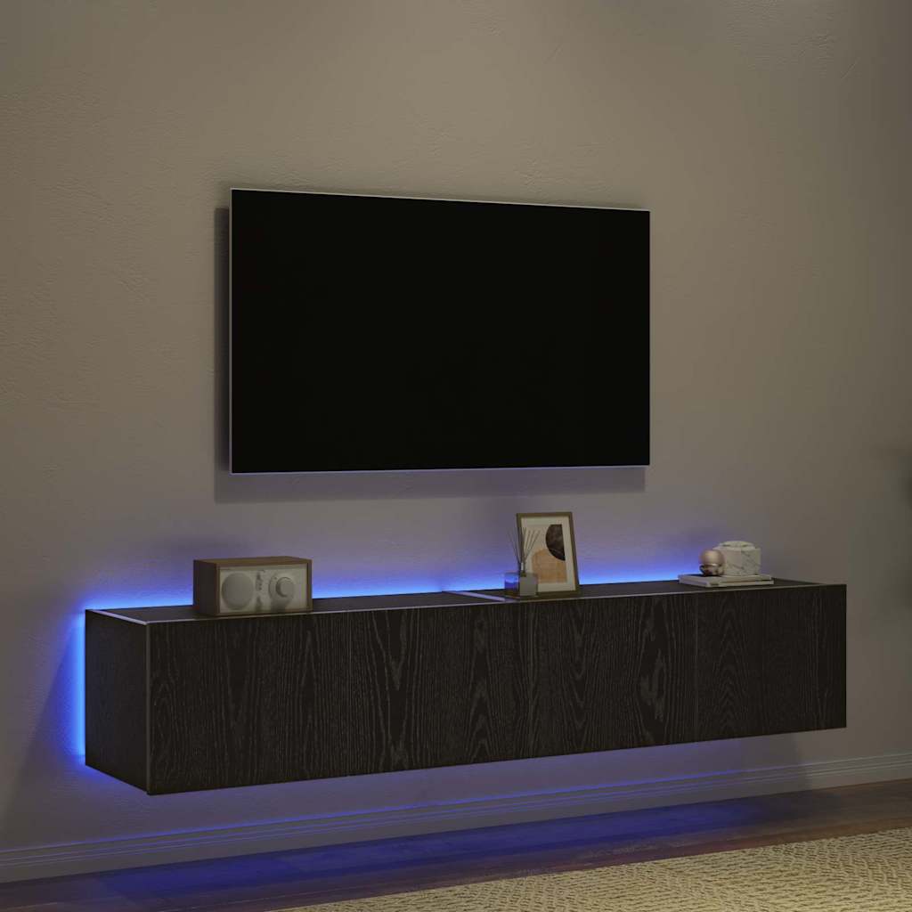 TV-Wandschrank 2 stk. Schwarz Eichen-Optik Holzwerkstoff