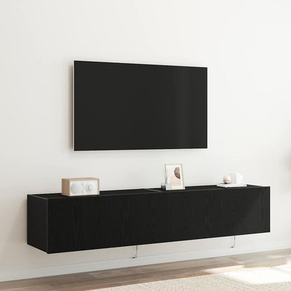 TV-Wandschrank 2 stk. Schwarz Eichen-Optik Holzwerkstoff
