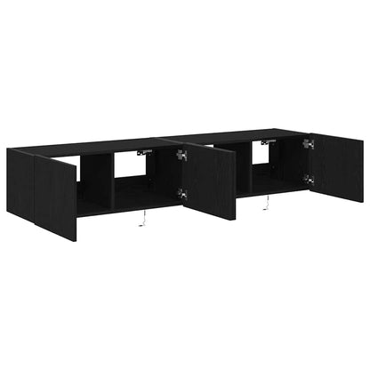 TV-Wandschrank 2 stk. Schwarz Eichen-Optik Holzwerkstoff