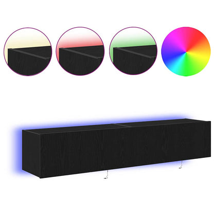 TV-Wandschrank 2 stk. Schwarz Eichen-Optik Holzwerkstoff