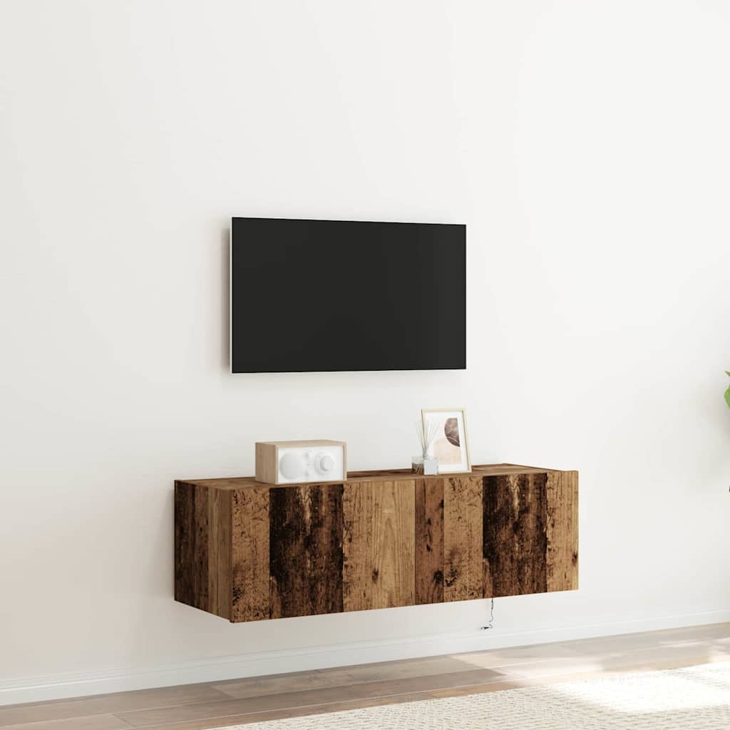 TV-Wandschrank 2 stk. Altholz Holzwerkstoff