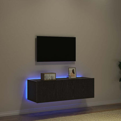 TV-Wandschrank 2 stk. Schwarz Eichen-Optik Holzwerkstoff