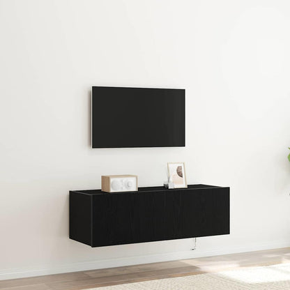 TV-Wandschrank 2 stk. Schwarz Eichen-Optik Holzwerkstoff