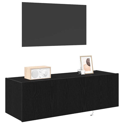 TV-Wandschrank 2 stk. Schwarz Eichen-Optik Holzwerkstoff