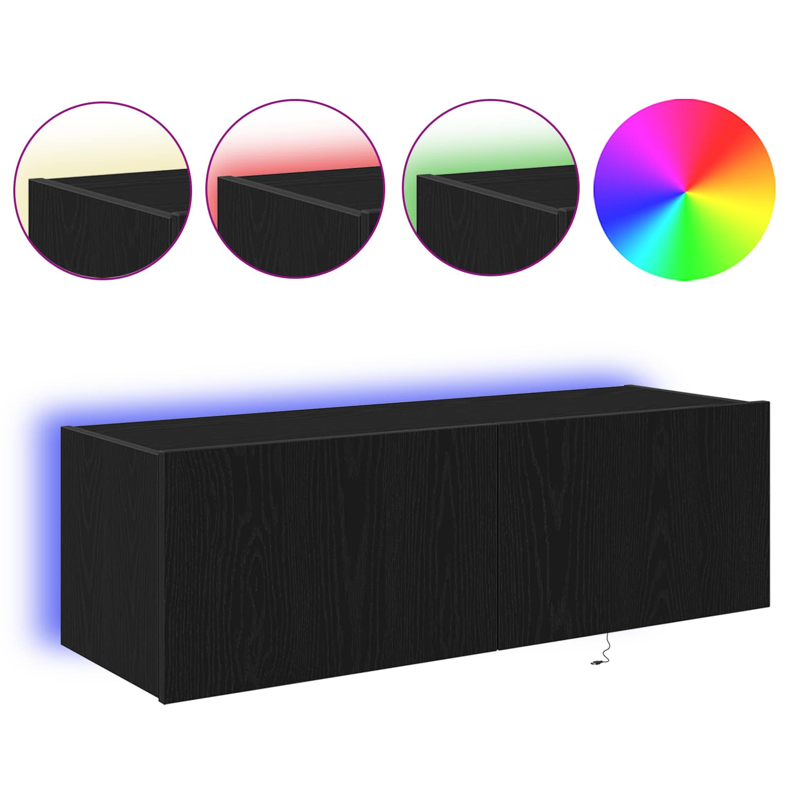 TV-Wandschrank 2 stk. Schwarz Eichen-Optik Holzwerkstoff
