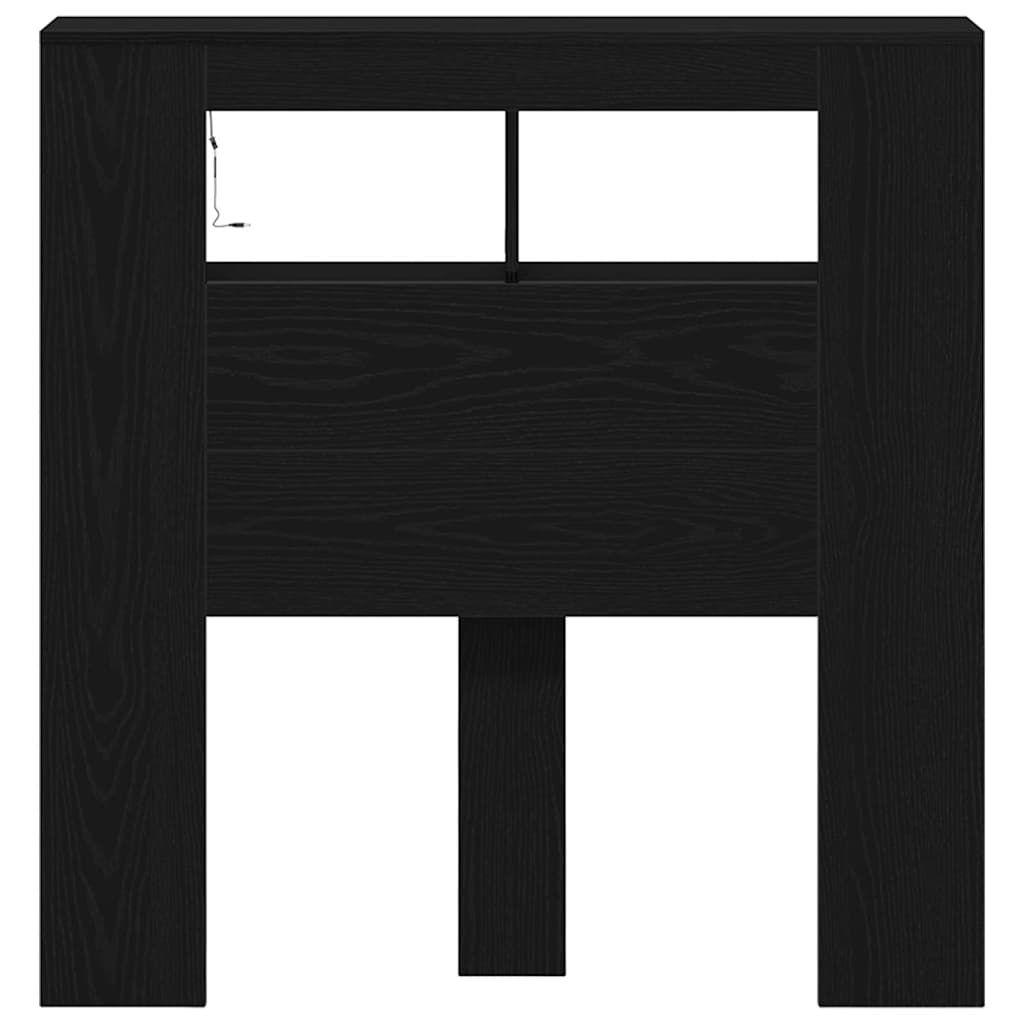 LED Kopfteil Schwarz Eichen-Optik Holzwerkstoff