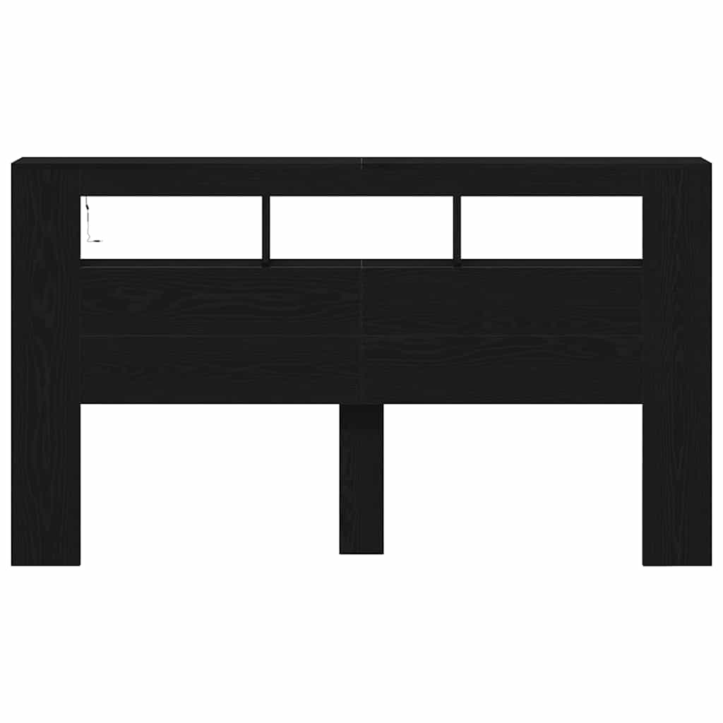 LED Kopfteil Schwarz Eichen-Optik Holzwerkstoff