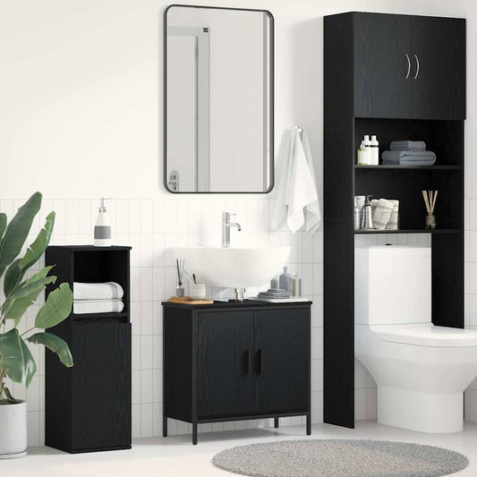 Waschbeckenunterschrank mit Tür Schwarze Eiche 60 x 30 x 60 cm