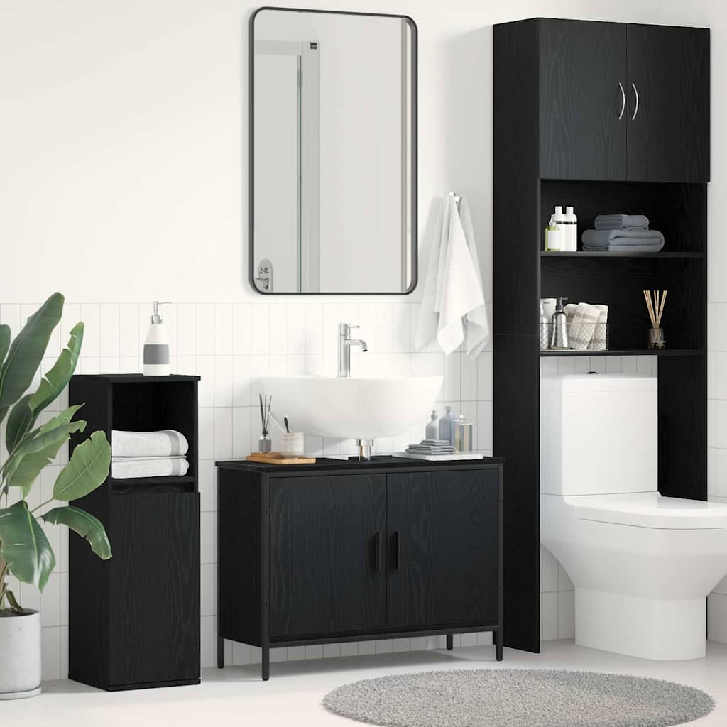 Waschbeckenunterschrank mit Tür Schwarze Eiche 80 x 30 x 60 cm