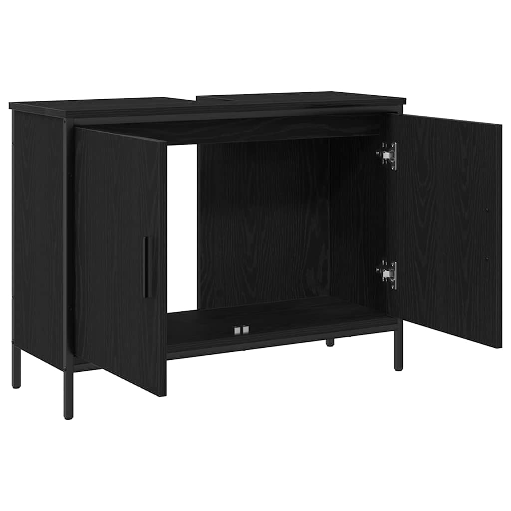 Waschbeckenunterschrank mit Tür Schwarze Eiche 80 x 30 x 60 cm