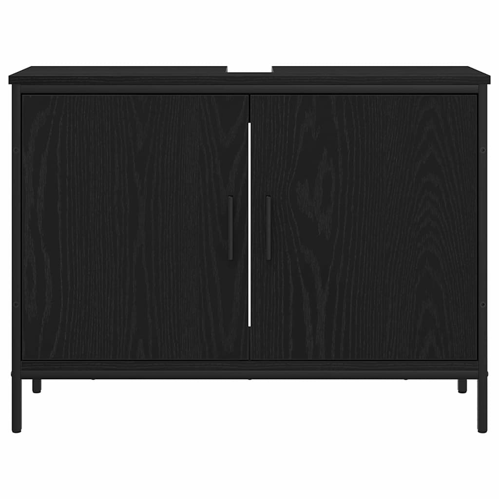 Waschbeckenunterschrank mit Tür Schwarze Eiche 80 x 30 x 60 cm