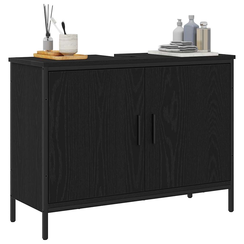 Waschbeckenunterschrank mit Tür Schwarze Eiche 80 x 30 x 60 cm
