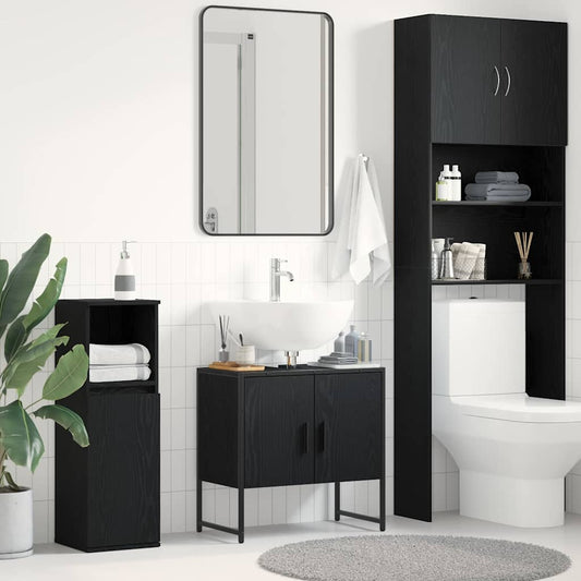 Waschbeckenunterschrank mit Tür Schwarze Eiche 60 x 30 x 60 cm