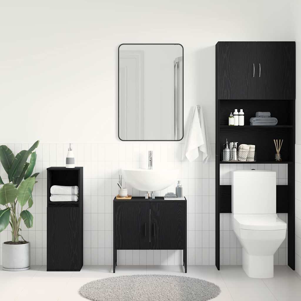 Waschbeckenunterschrank mit Tür Schwarze Eiche 60 x 30 x 60 cm