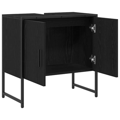 Waschbeckenschrank Schwarz Eichen-Optik 60 x 30 x 60 cm